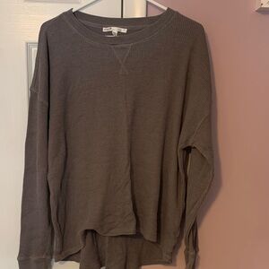 Women’s Seven Gray Waffle Knit Long Sleeve Top
